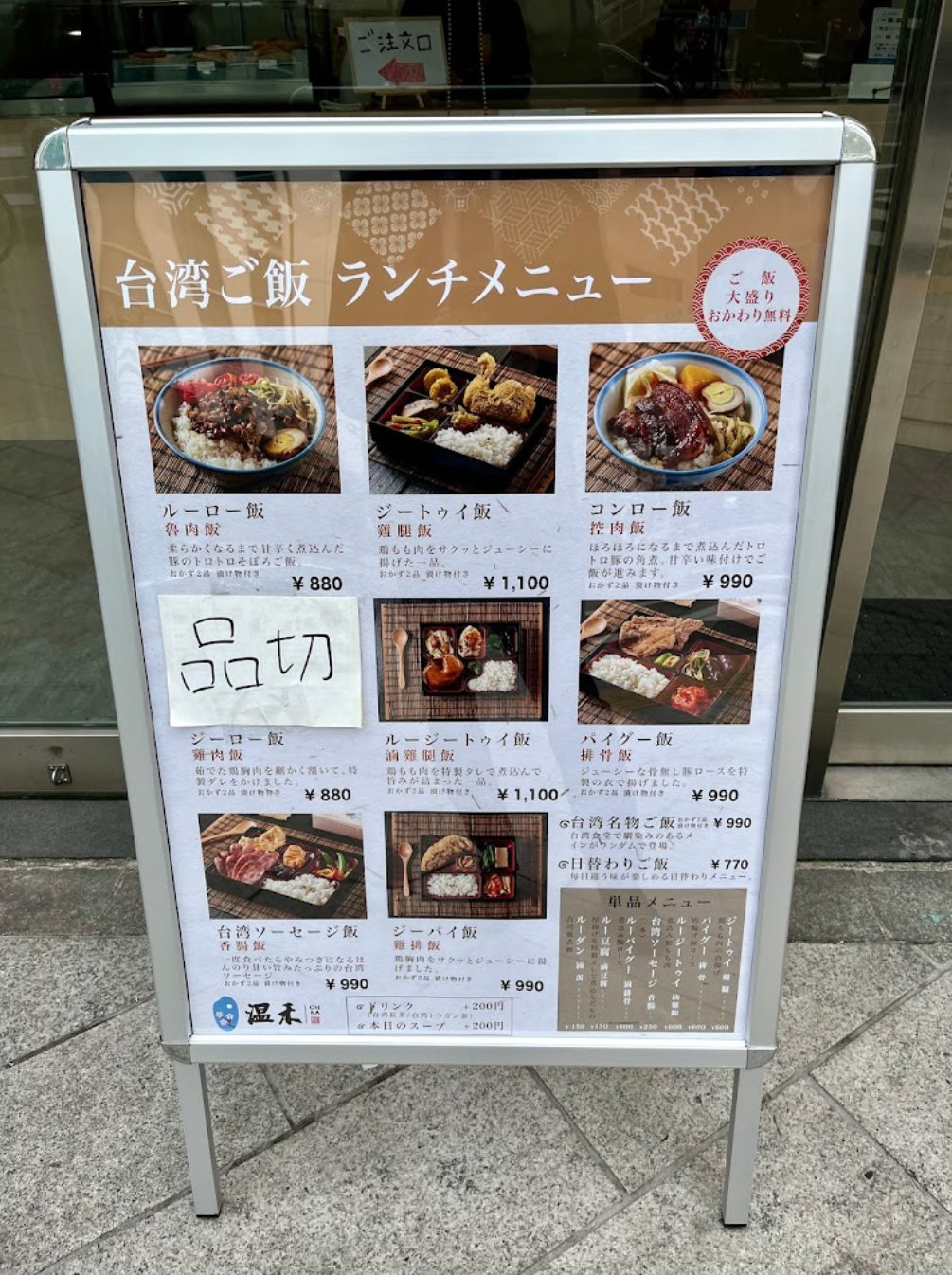 神田商圈料理店外部菜單立牌與午餐價格帶展示